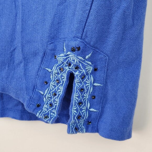 Soft Surroundings Cold Shoulder Embroidered 3/4 Sleeve Blouse Top sz S - Picture 6 of 8